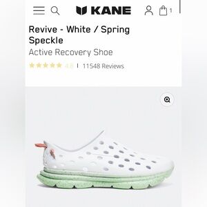 Kane Revive White and Green Speckle Active Recovery Shoe